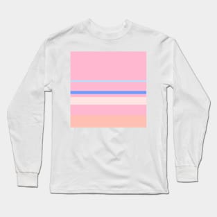 An unexampled arrangement of Powder Blue, Cornflower Blue, Little Girl Pink, Misty Rose and Melon stripes. Long Sleeve T-Shirt